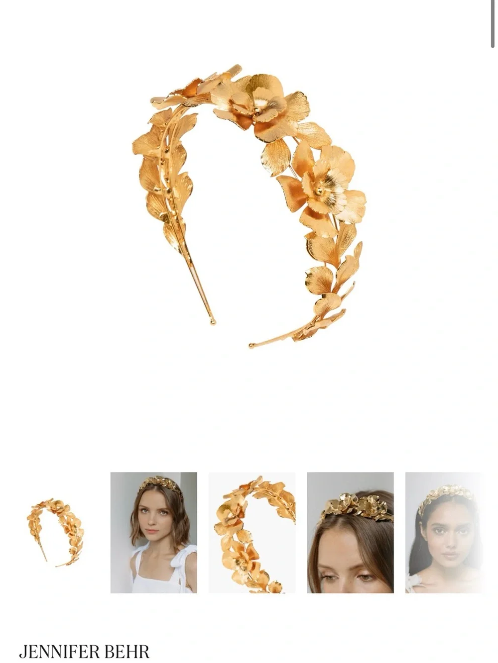 Jennifer Behr Gold Floral Crown Headband
